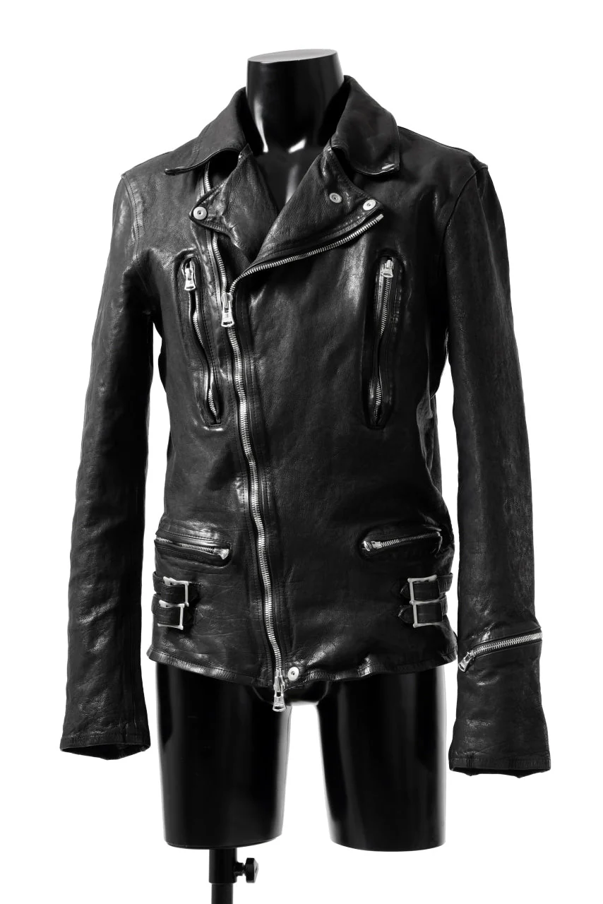 ISAMU KATAYAMA BACKLASH DOUBLE RIDERS JACKET - LIGHTNING / GARMENT WASHED JP CALF (BLACK) - Image 29