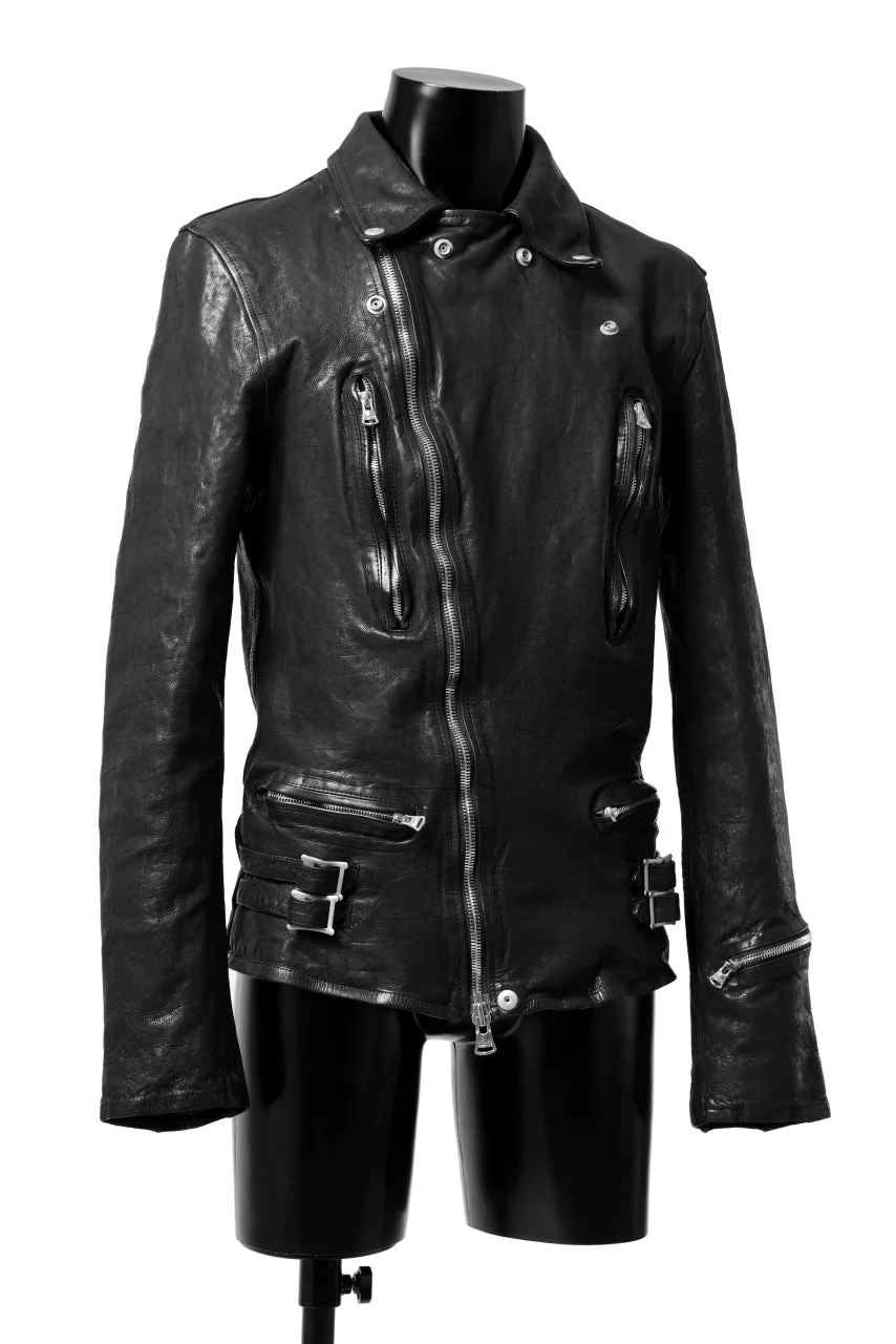 ISAMU KATAYAMA BACKLASH DOUBLE RIDERS JACKET - LIGHTNING / GARMENT WASHED JP CALF (BLACK) - Image 30