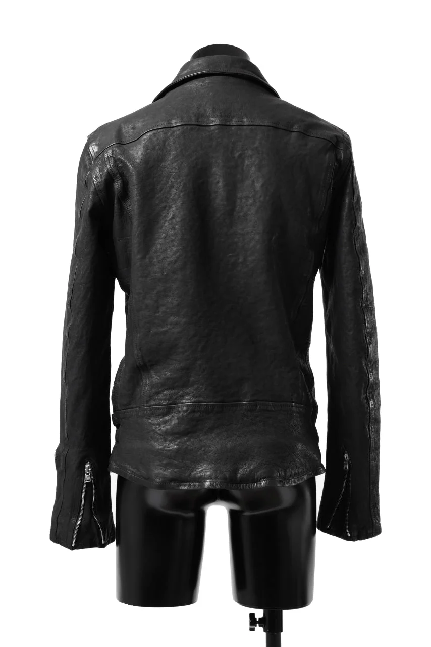 ISAMU KATAYAMA BACKLASH DOUBLE RIDERS JACKET - LIGHTNING / GARMENT WASHED JP CALF (BLACK) - Image 32