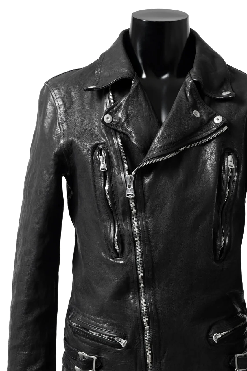 ISAMU KATAYAMA BACKLASH DOUBLE RIDERS JACKET - LIGHTNING / GARMENT WASHED JP CALF (BLACK) - Image 35