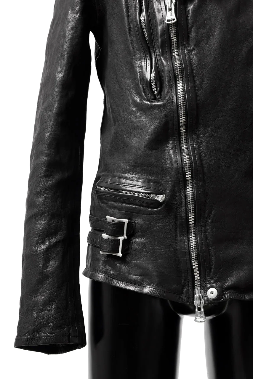 ISAMU KATAYAMA BACKLASH DOUBLE RIDERS JACKET - LIGHTNING / GARMENT WASHED JP CALF (BLACK) - Image 37