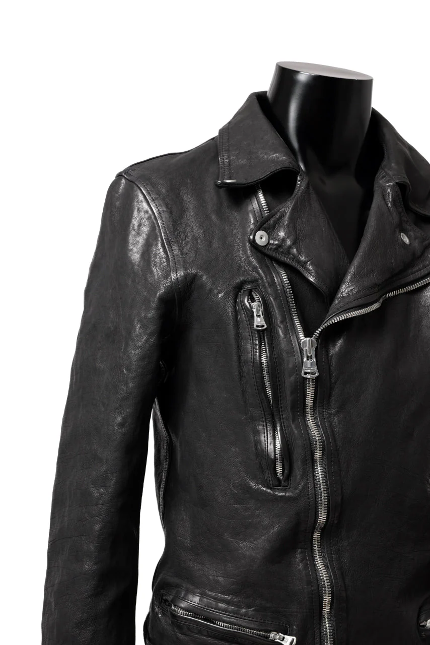 ISAMU KATAYAMA BACKLASH DOUBLE RIDERS JACKET - LIGHTNING / GARMENT WASHED JP CALF (BLACK) - Image 40