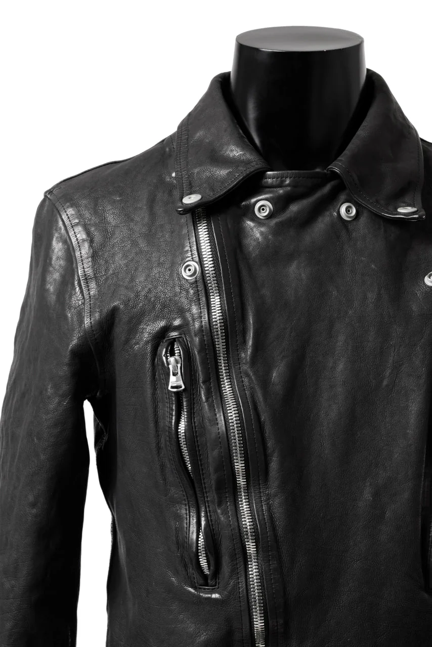 ISAMU KATAYAMA BACKLASH DOUBLE RIDERS JACKET - LIGHTNING / GARMENT WASHED JP CALF (BLACK) - Image 41