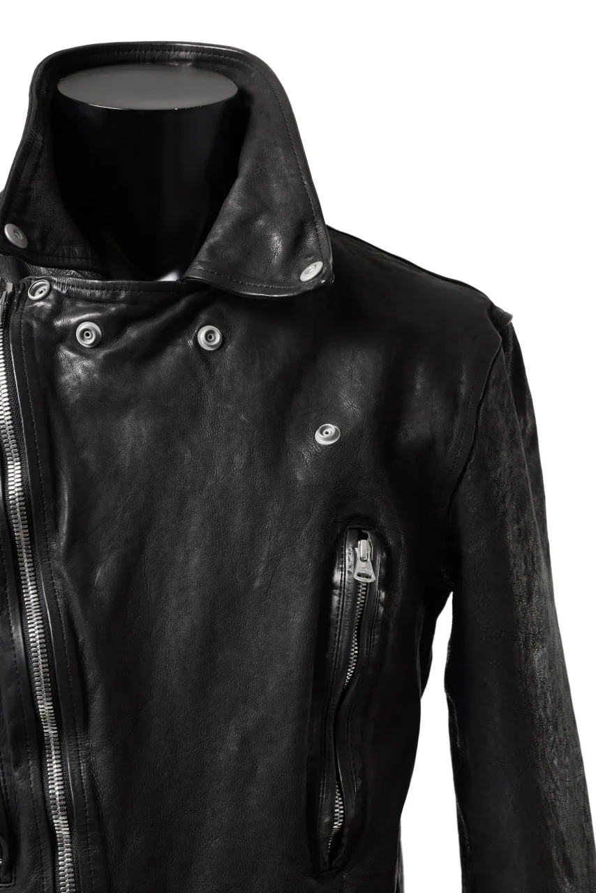 ISAMU KATAYAMA BACKLASH DOUBLE RIDERS JACKET - LIGHTNING / GARMENT WASHED JP CALF (BLACK) - Image 43