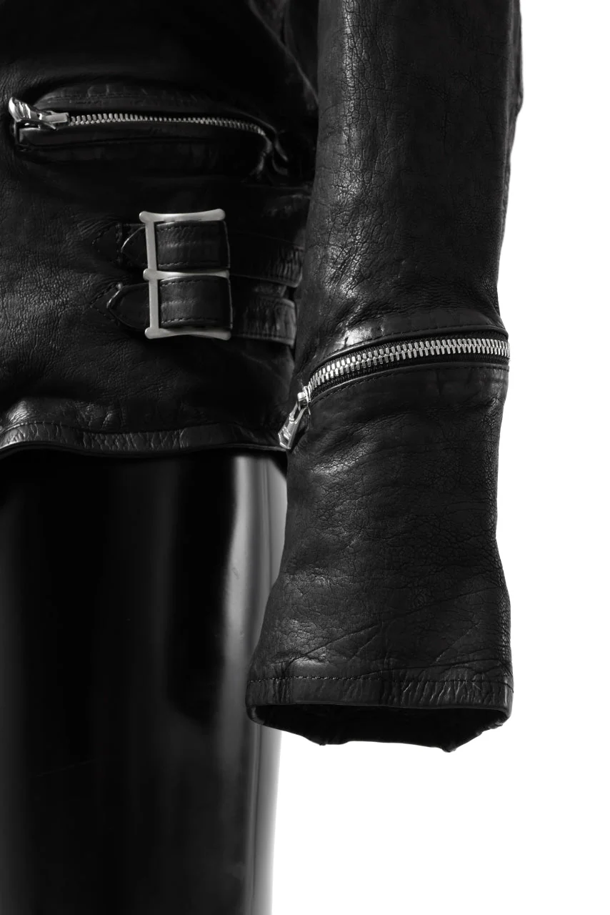 ISAMU KATAYAMA BACKLASH DOUBLE RIDERS JACKET - LIGHTNING / GARMENT WASHED JP CALF (BLACK) - Image 44