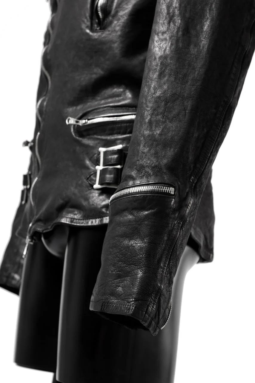 ISAMU KATAYAMA BACKLASH DOUBLE RIDERS JACKET - LIGHTNING / GARMENT WASHED JP CALF (BLACK) - Image 45