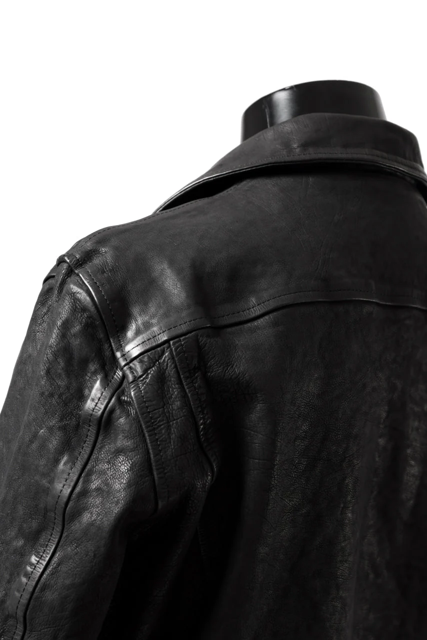 ISAMU KATAYAMA BACKLASH DOUBLE RIDERS JACKET - LIGHTNING / GARMENT WASHED JP CALF (BLACK) - Image 46