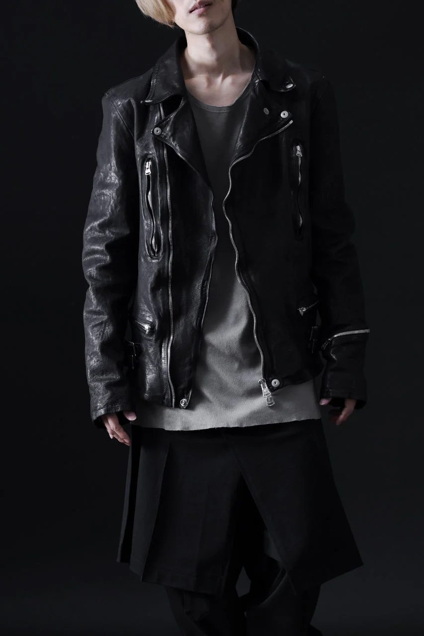 ISAMU KATAYAMA BACKLASH DOUBLE RIDERS JACKET - LIGHTNING / GARMENT WASHED JP CALF (BLACK) - Image 52