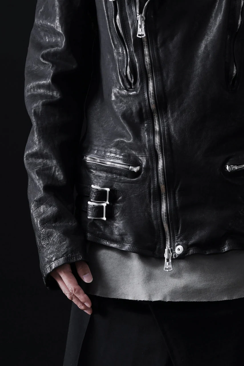 ISAMU KATAYAMA BACKLASH DOUBLE RIDERS JACKET - LIGHTNING / GARMENT WASHED JP CALF (BLACK) - Image 61