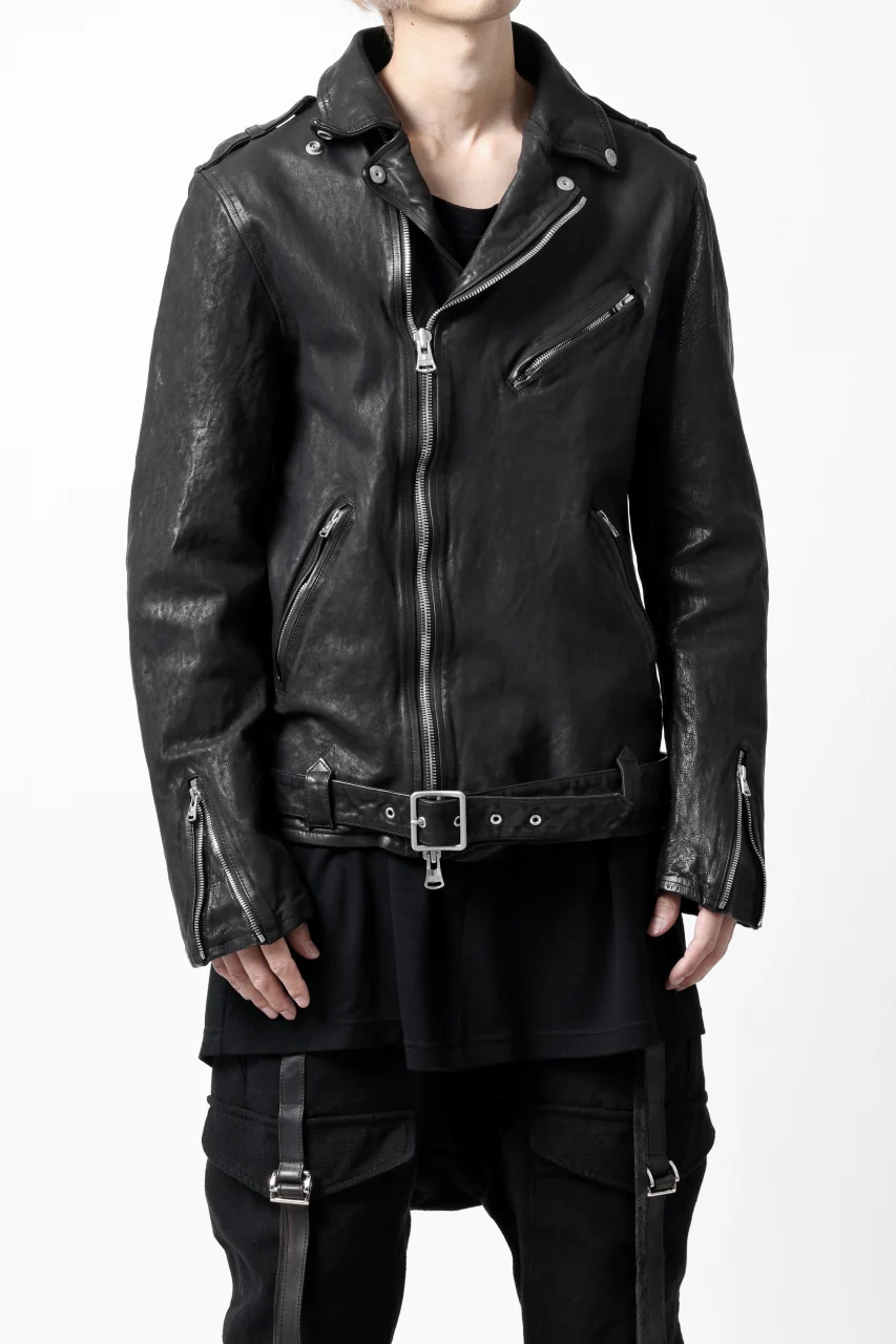 ISAMU KATAYAMA BACKLASH DOUBLE RIDERS JACKET "RELAX" / GARMENT WASHED JP CALF (BLACK) - Image 11