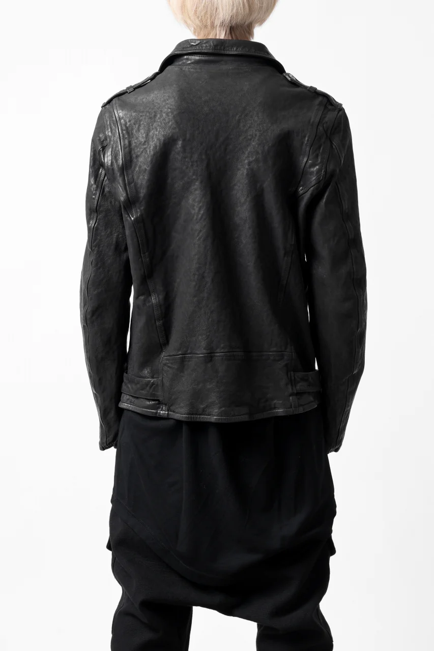 ISAMU KATAYAMA BACKLASH DOUBLE RIDERS JACKET "RELAX" / GARMENT WASHED JP CALF (BLACK) - Image 12