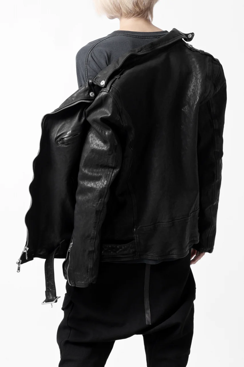 ISAMU KATAYAMA BACKLASH DOUBLE RIDERS JACKET "RELAX" / GARMENT WASHED JP CALF (BLACK) - Image 20