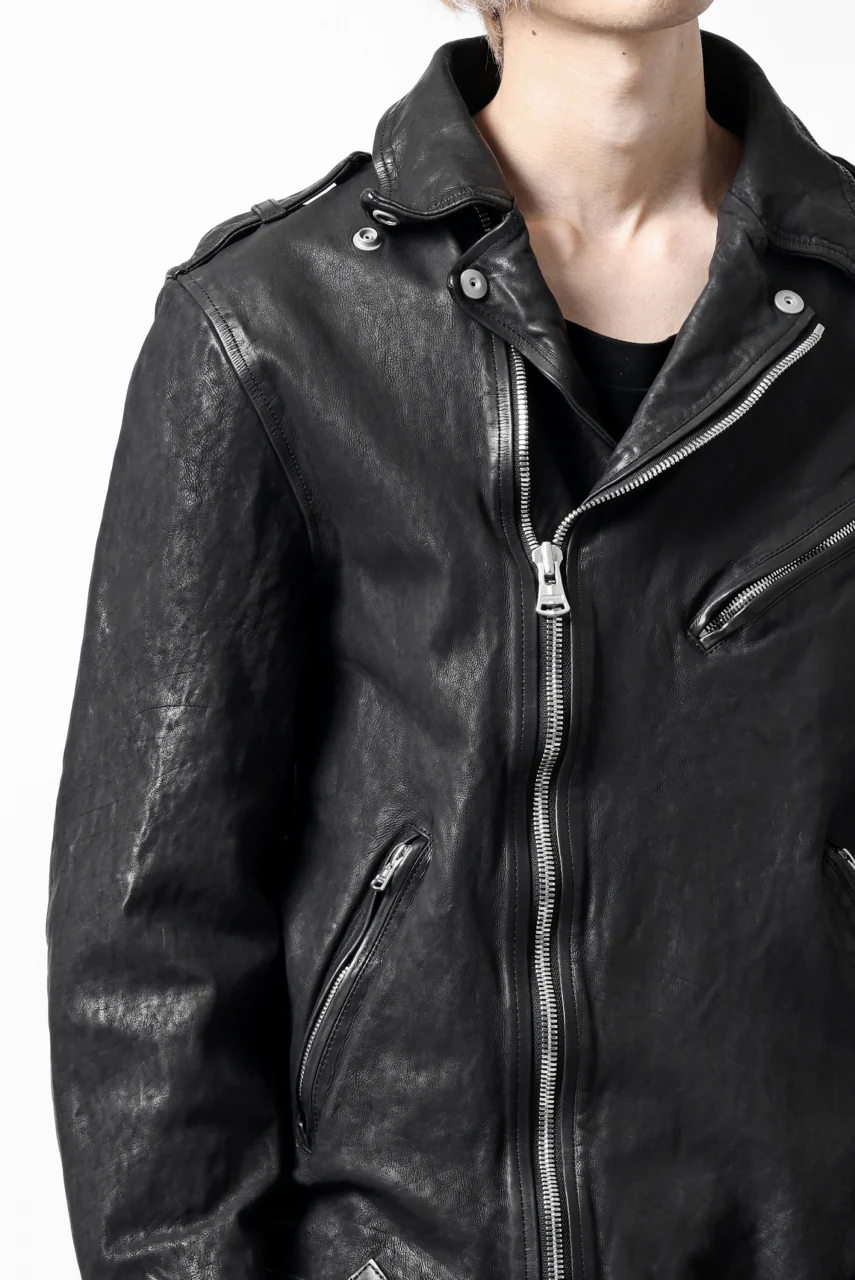 ISAMU KATAYAMA BACKLASH DOUBLE RIDERS JACKET "RELAX" / GARMENT WASHED JP CALF (BLACK) - Image 26