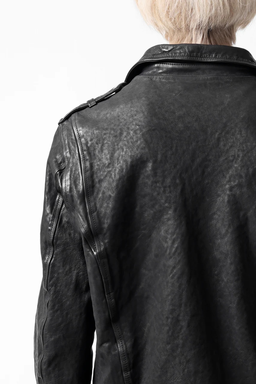 ISAMU KATAYAMA BACKLASH DOUBLE RIDERS JACKET "RELAX" / GARMENT WASHED JP CALF (BLACK) - Image 27