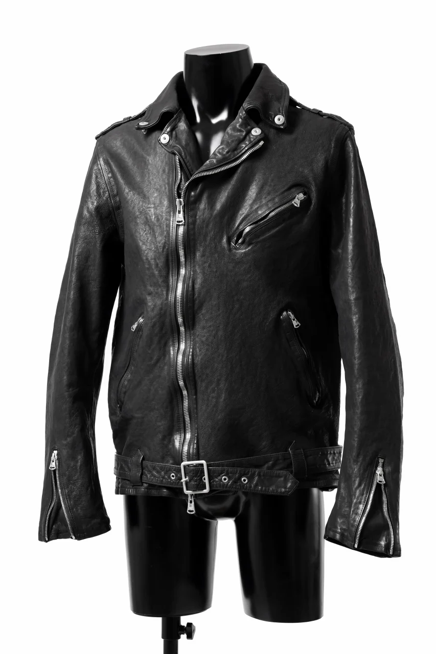 ISAMU KATAYAMA BACKLASH DOUBLE RIDERS JACKET "RELAX" / GARMENT WASHED JP CALF (BLACK) - Image 31