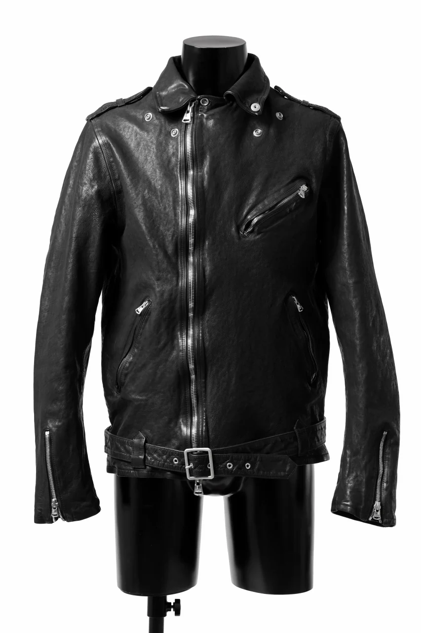 ISAMU KATAYAMA BACKLASH DOUBLE RIDERS JACKET "RELAX" / GARMENT WASHED JP CALF (BLACK) - Image 32