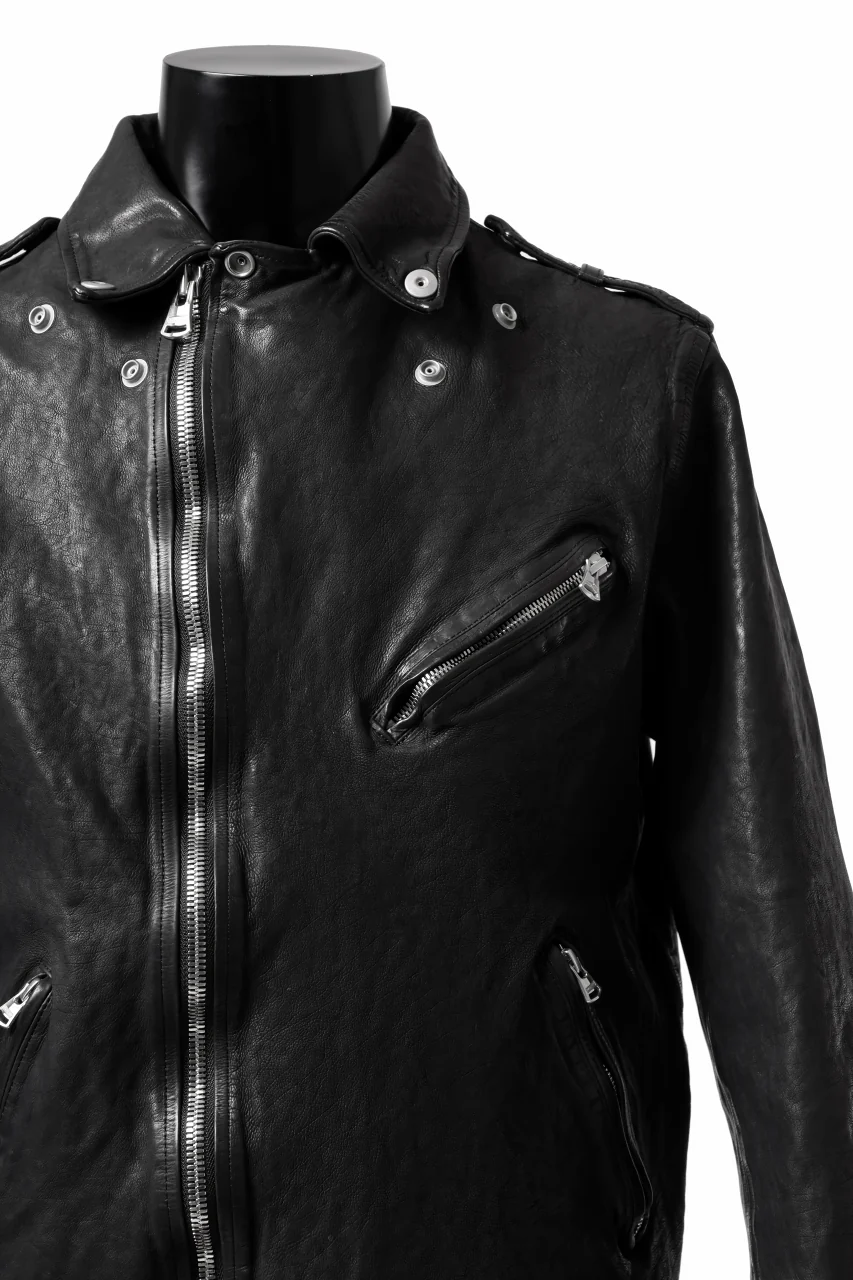 ISAMU KATAYAMA BACKLASH DOUBLE RIDERS JACKET "RELAX" / GARMENT WASHED JP CALF (BLACK) - Image 38