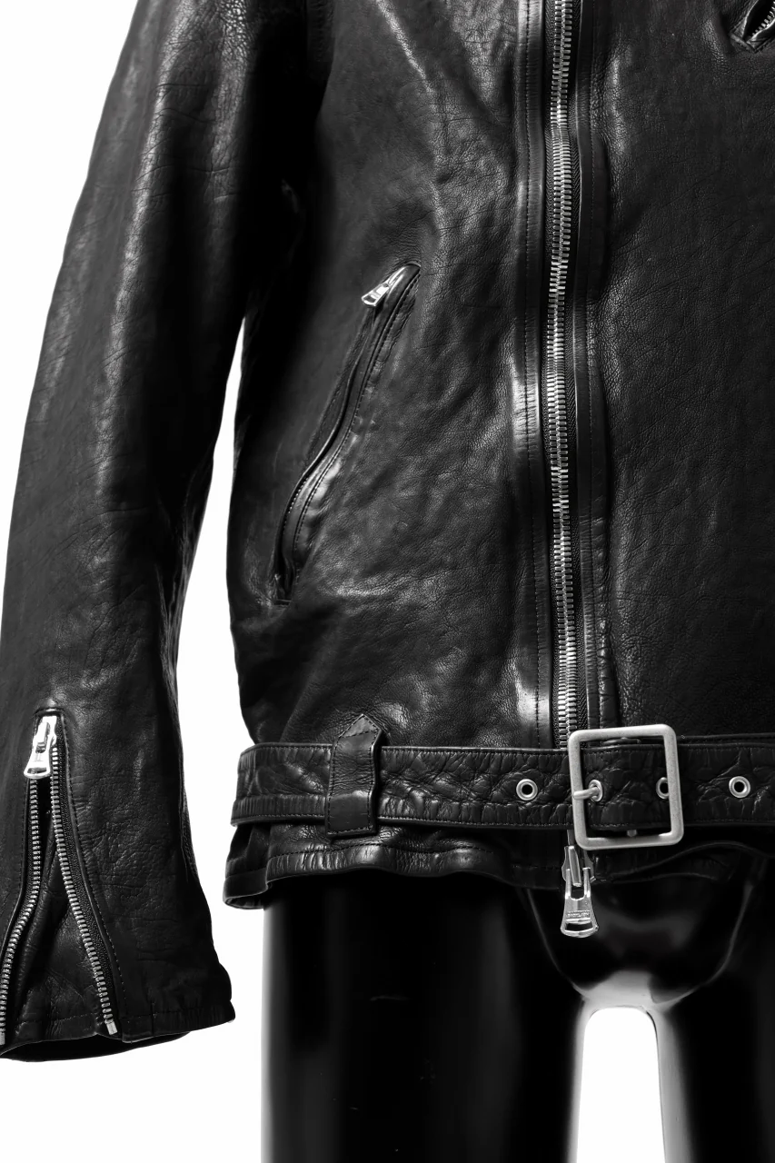 ISAMU KATAYAMA BACKLASH DOUBLE RIDERS JACKET "RELAX" / GARMENT WASHED JP CALF (BLACK) - Image 39