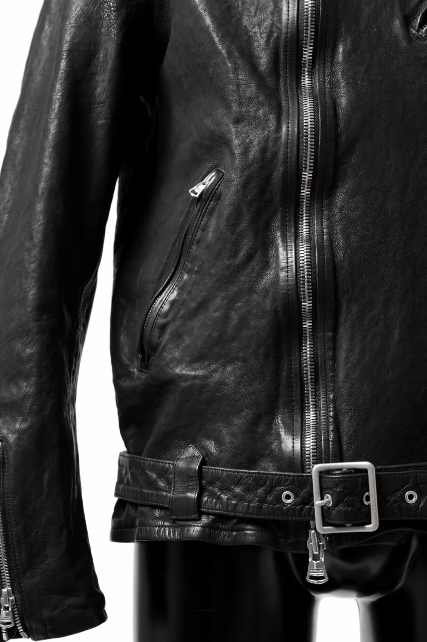 ISAMU KATAYAMA BACKLASH DOUBLE RIDERS JACKET "RELAX" / GARMENT WASHED JP CALF (BLACK) - Image 40
