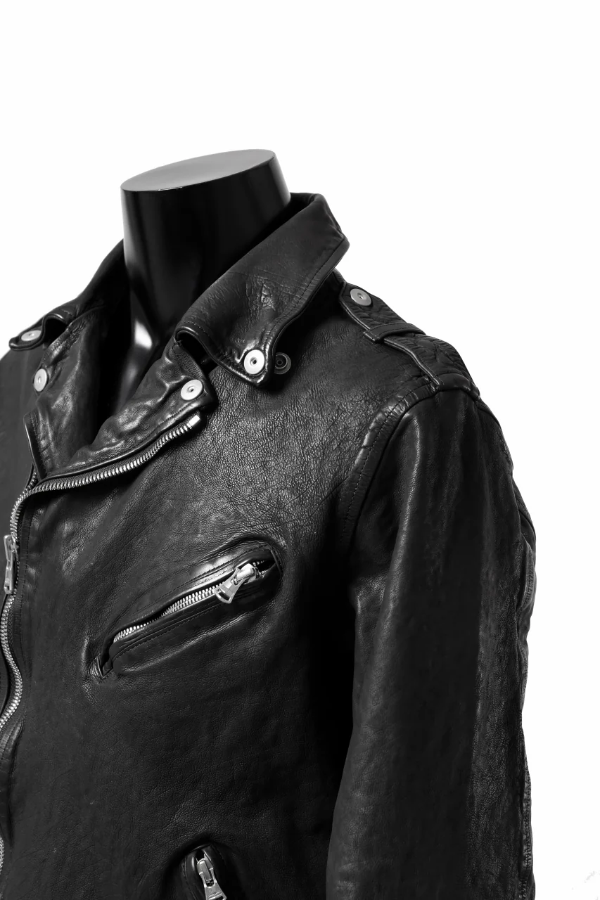 ISAMU KATAYAMA BACKLASH DOUBLE RIDERS JACKET "RELAX" / GARMENT WASHED JP CALF (BLACK) - Image 46