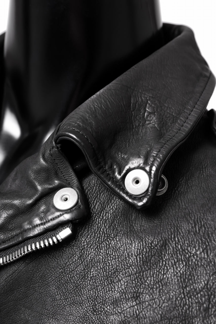 ISAMU KATAYAMA BACKLASH DOUBLE RIDERS JACKET "RELAX" / GARMENT WASHED JP CALF (BLACK) - Image 47