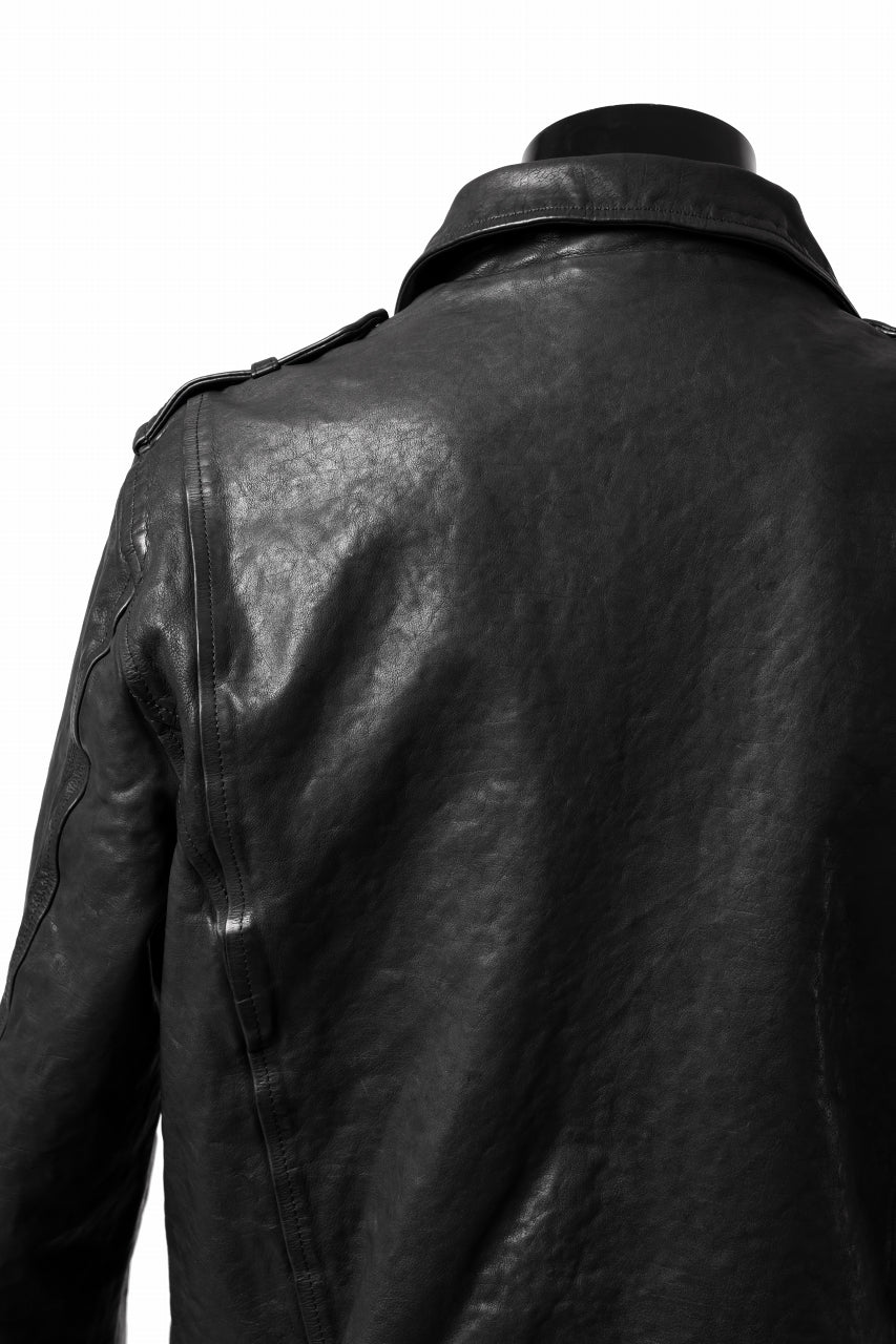 ISAMU KATAYAMA BACKLASH DOUBLE RIDERS JACKET "RELAX" / GARMENT WASHED JP CALF (BLACK) - Image 52