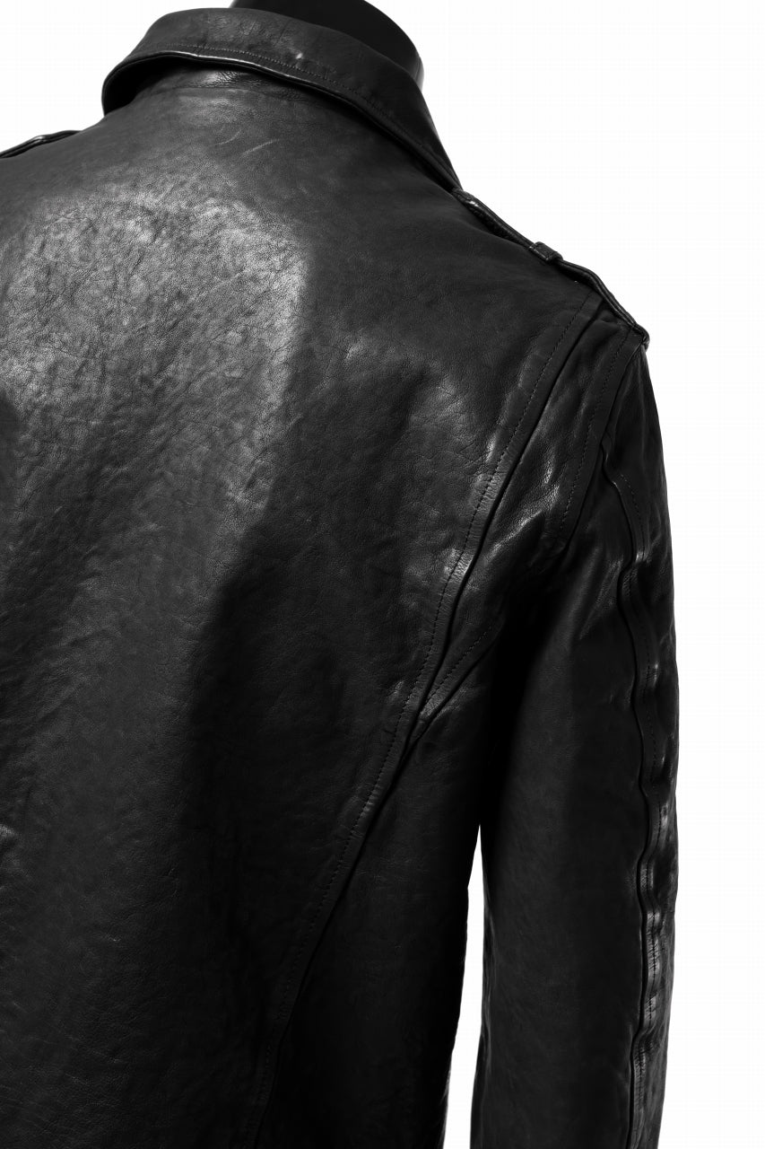 ISAMU KATAYAMA BACKLASH DOUBLE RIDERS JACKET "RELAX" / GARMENT WASHED JP CALF (BLACK) - Image 54