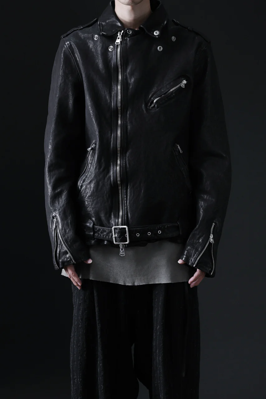ISAMU KATAYAMA BACKLASH DOUBLE RIDERS JACKET "RELAX" / GARMENT WASHED JP CALF (BLACK) - Image 58