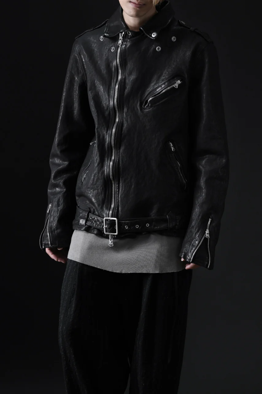 ISAMU KATAYAMA BACKLASH DOUBLE RIDERS JACKET "RELAX" / GARMENT WASHED JP CALF (BLACK) - Image 60