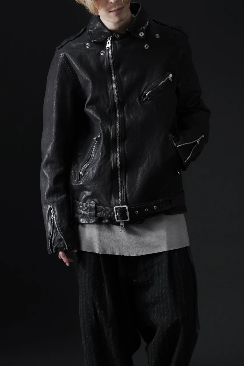 ISAMU KATAYAMA BACKLASH DOUBLE RIDERS JACKET "RELAX" / GARMENT WASHED JP CALF (BLACK) - Image 61