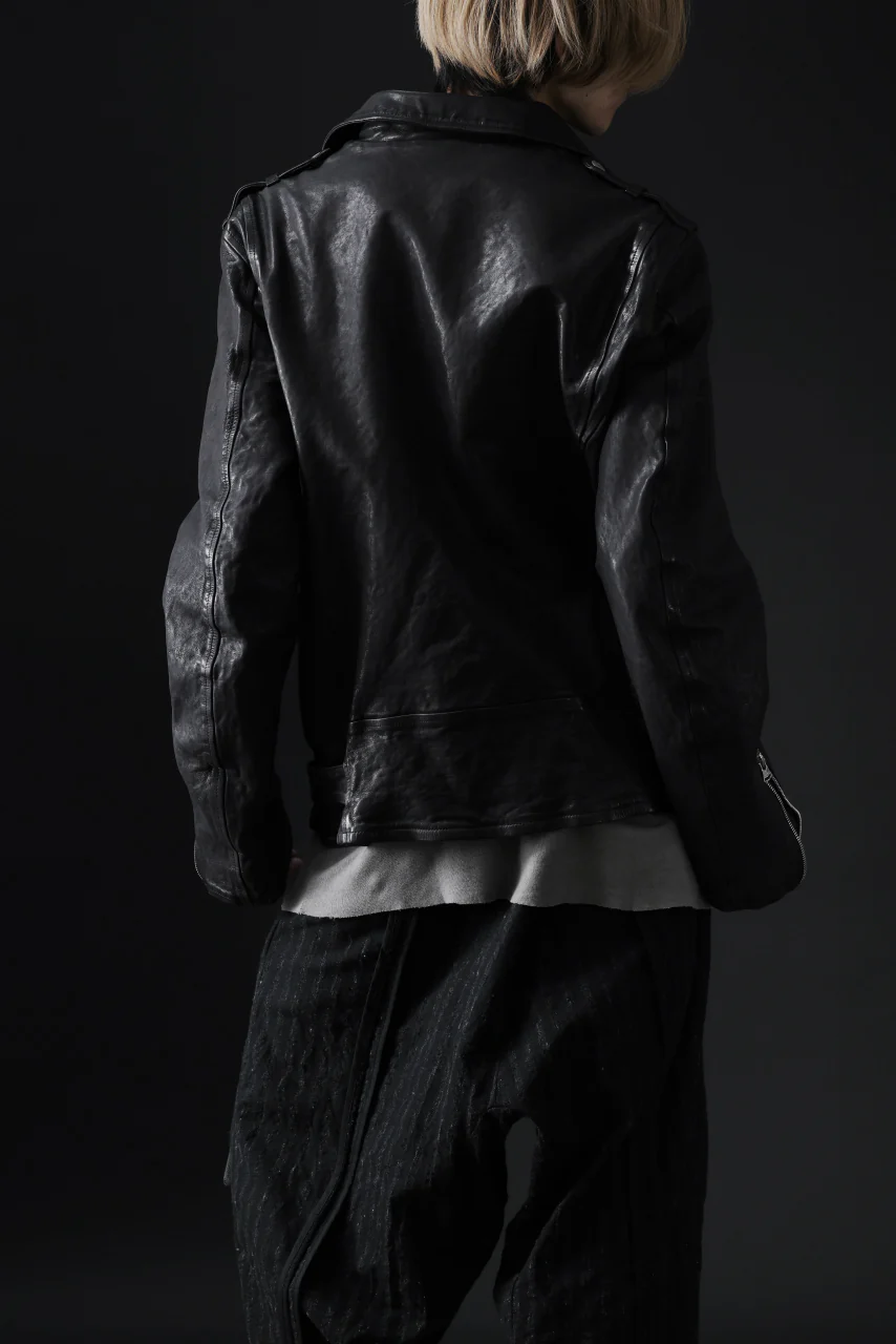 ISAMU KATAYAMA BACKLASH DOUBLE RIDERS JACKET "RELAX" / GARMENT WASHED JP CALF (BLACK) - Image 69