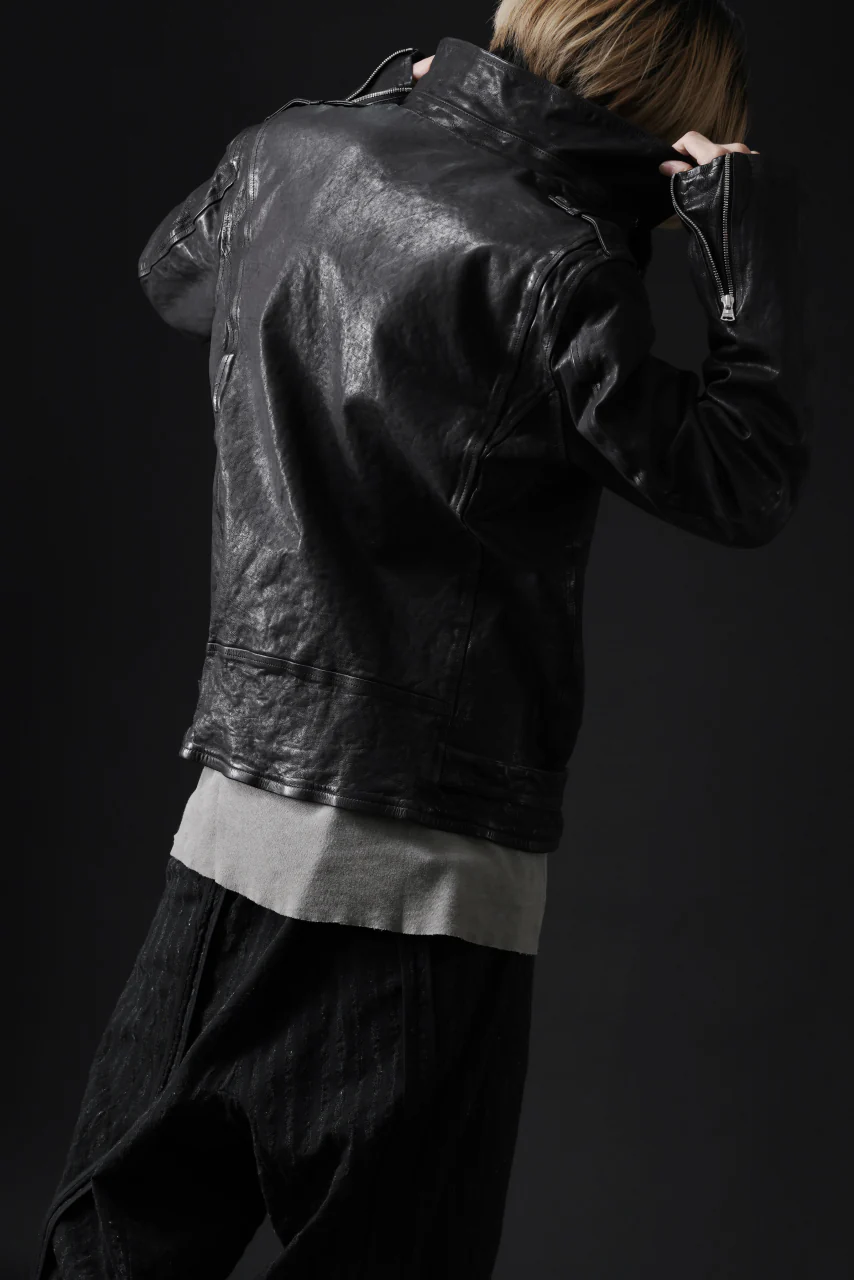 ISAMU KATAYAMA BACKLASH DOUBLE RIDERS JACKET "RELAX" / GARMENT WASHED JP CALF (BLACK) - Image 70