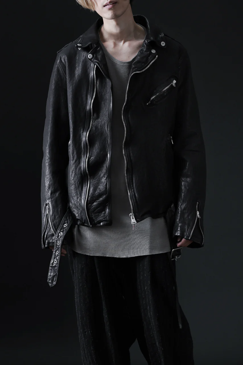 ISAMU KATAYAMA BACKLASH DOUBLE RIDERS JACKET "RELAX" / GARMENT WASHED JP CALF (BLACK) - Image 71