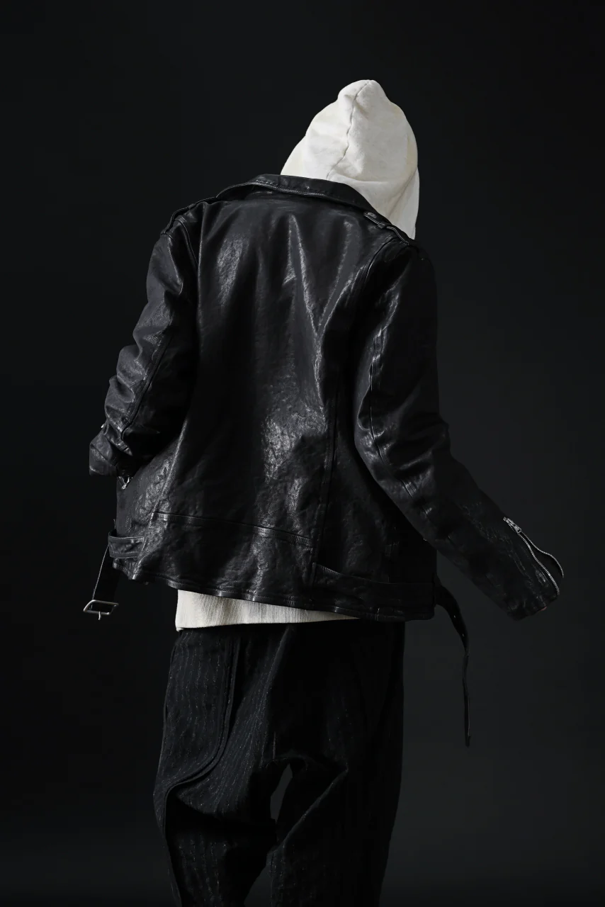 ISAMU KATAYAMA BACKLASH DOUBLE RIDERS JACKET "RELAX" / GARMENT WASHED JP CALF (BLACK) - Image 77