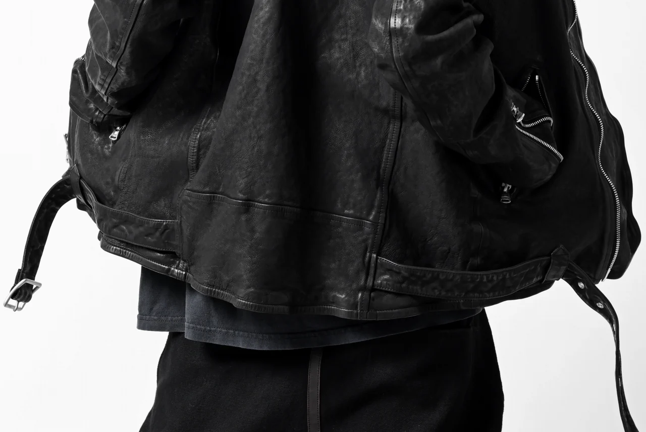 ISAMU KATAYAMA BACKLASH DOUBLE RIDERS JACKET "RELAX" / GARMENT WASHED JP CALF (BLACK) - Image 88