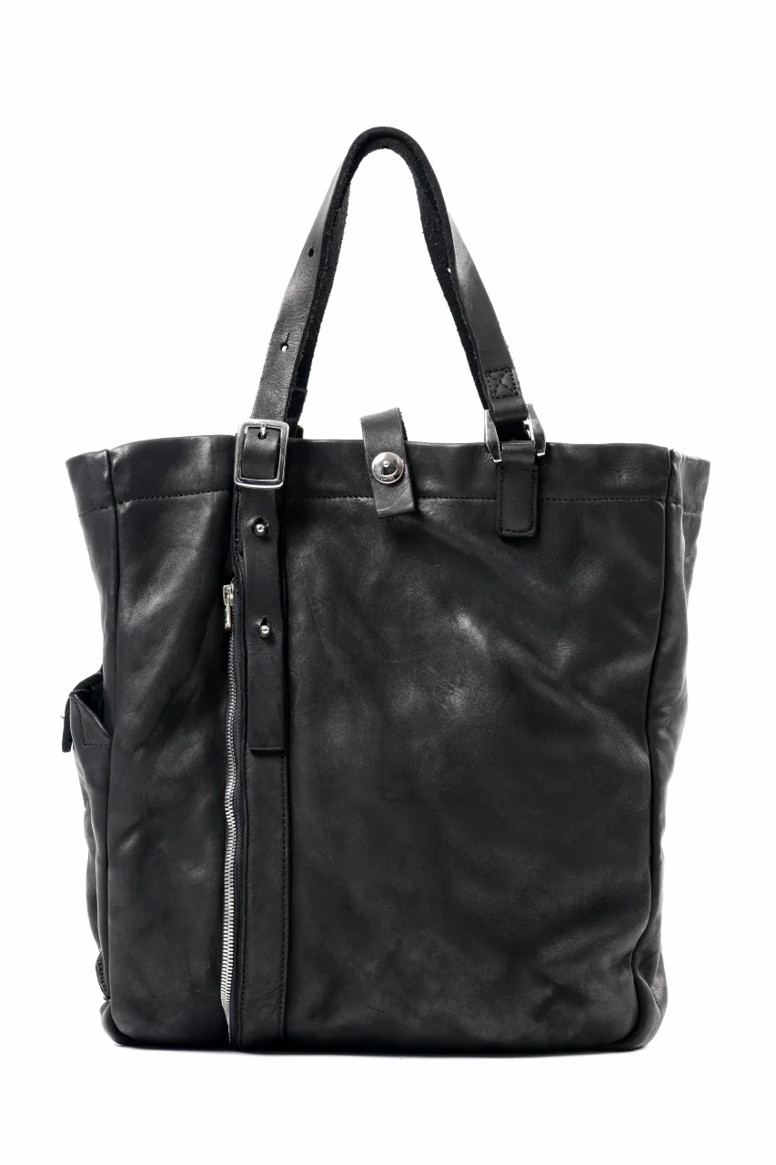 ISAMU KATAYAMA BACKLASH DOUBLE SHOULDER GARMENT-DYED TOTE BAG (BLACK)