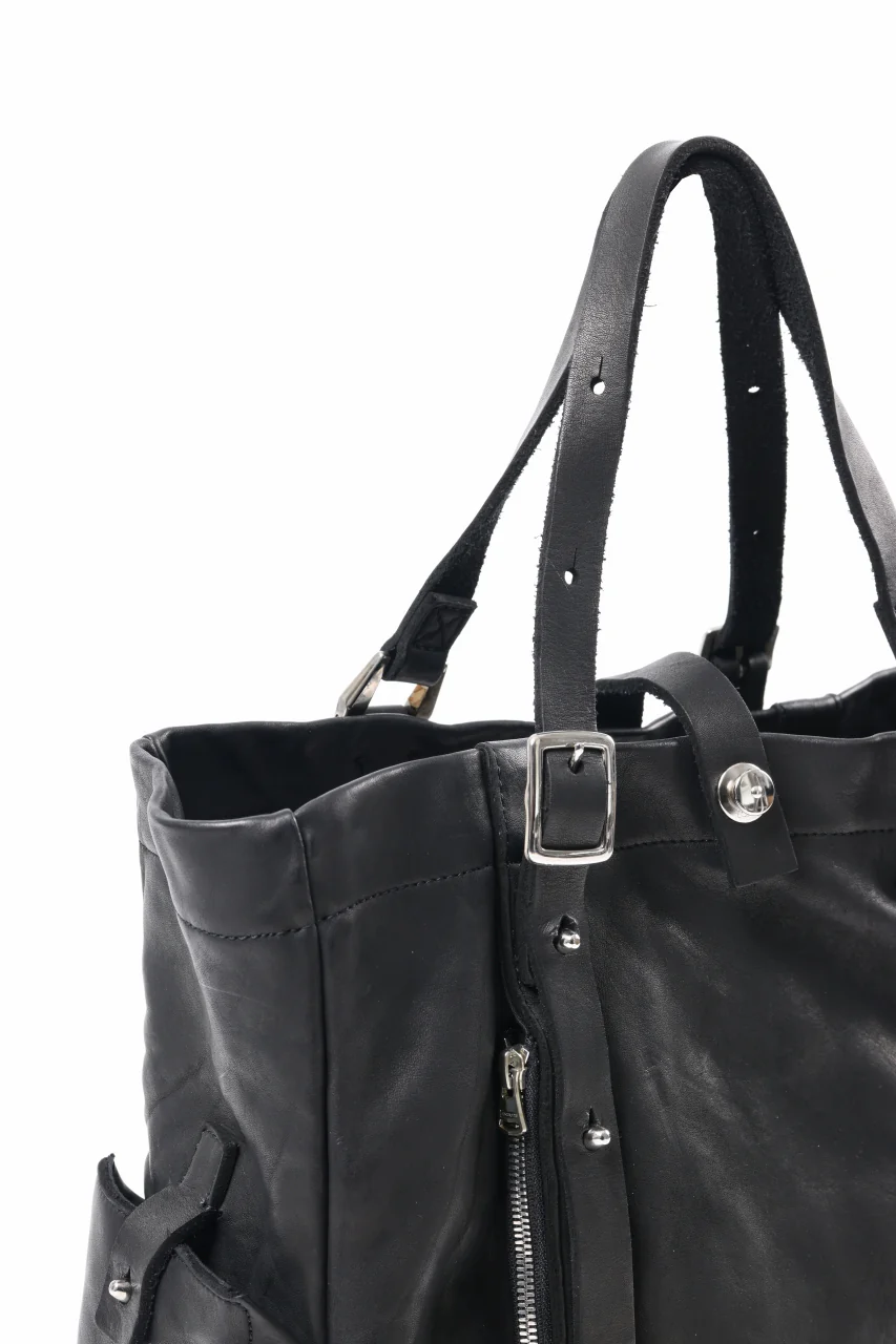 ISAMU KATAYAMA BACKLASH DOUBLE SHOULDER GARMENT-DYED TOTE BAG (BLACK) - Image 13