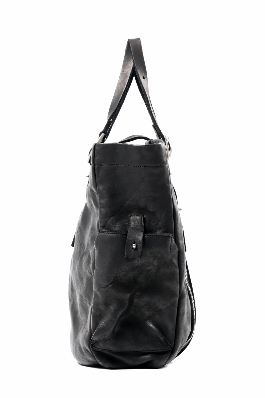 ISAMU KATAYAMA BACKLASH DOUBLE SHOULDER GARMENT-DYED TOTE BAG (BLACK) - Image 6