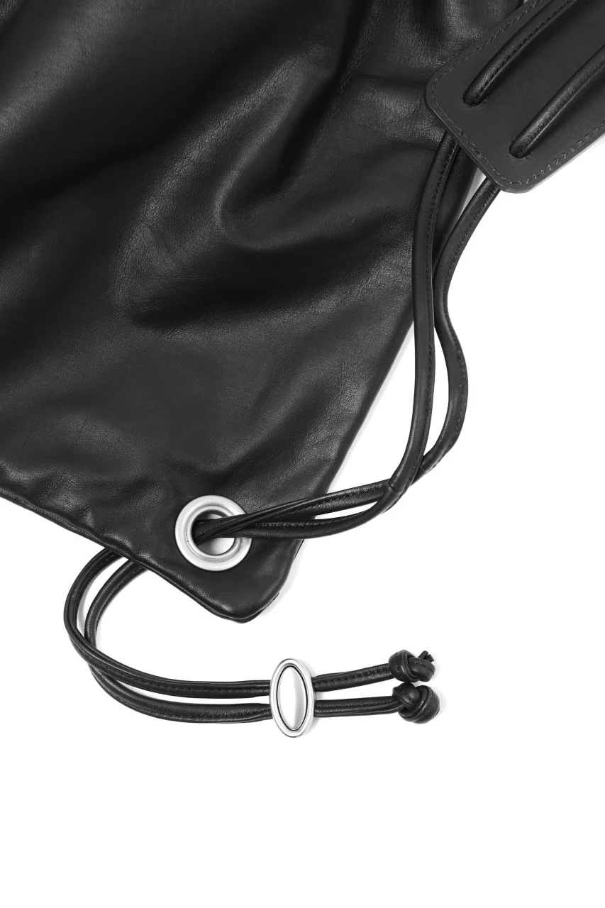 ISAMU KATAYAMA BACKLASH DRAWSTRING BACKPACK / MONOCHROME LUXURY STEER (BLACK) - Image 14