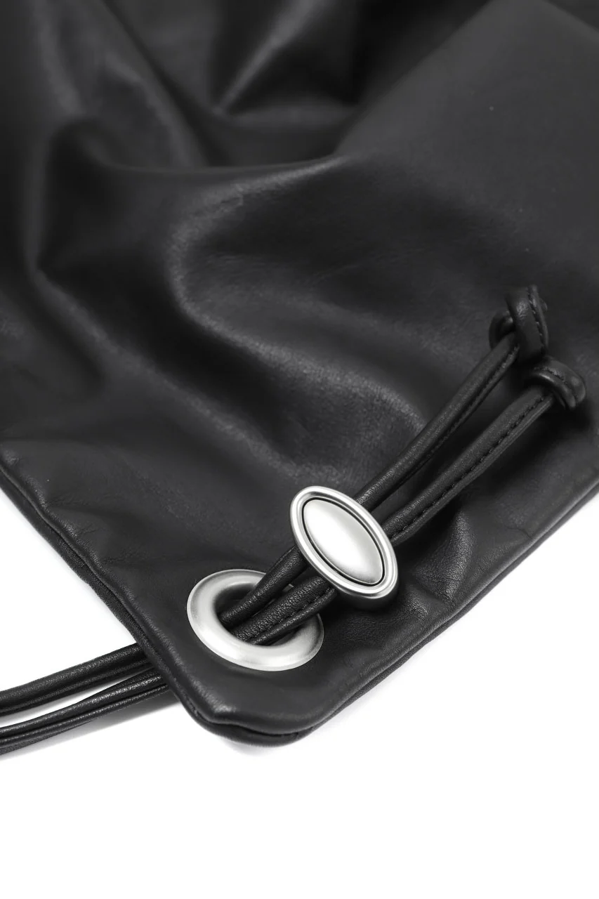 ISAMU KATAYAMA BACKLASH DRAWSTRING BACKPACK / MONOCHROME LUXURY STEER (BLACK) - Image 17