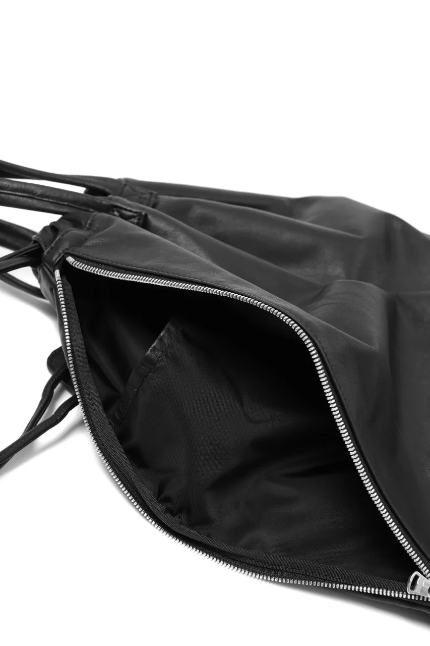 ISAMU KATAYAMA BACKLASH DRAWSTRING BACKPACK / MONOCHROME LUXURY STEER (BLACK) - Image 18