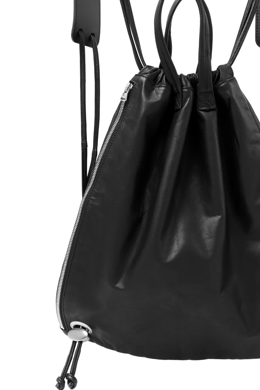 ISAMU KATAYAMA BACKLASH DRAWSTRING BACKPACK / MONOCHROME LUXURY STEER (BLACK) - Image 22