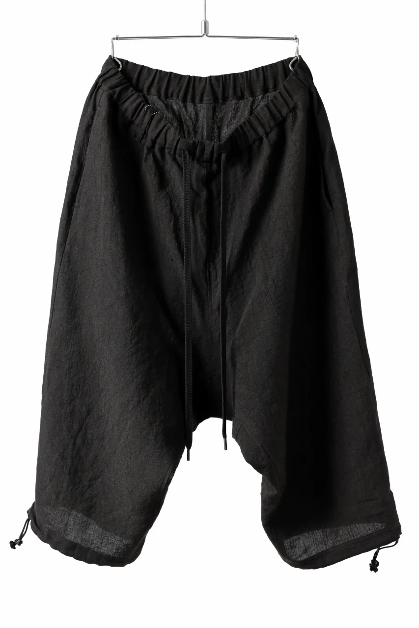 ISAMU KATAYAMA BACKLASH EASY SHORTS / SOFT LINEN (BLACK)