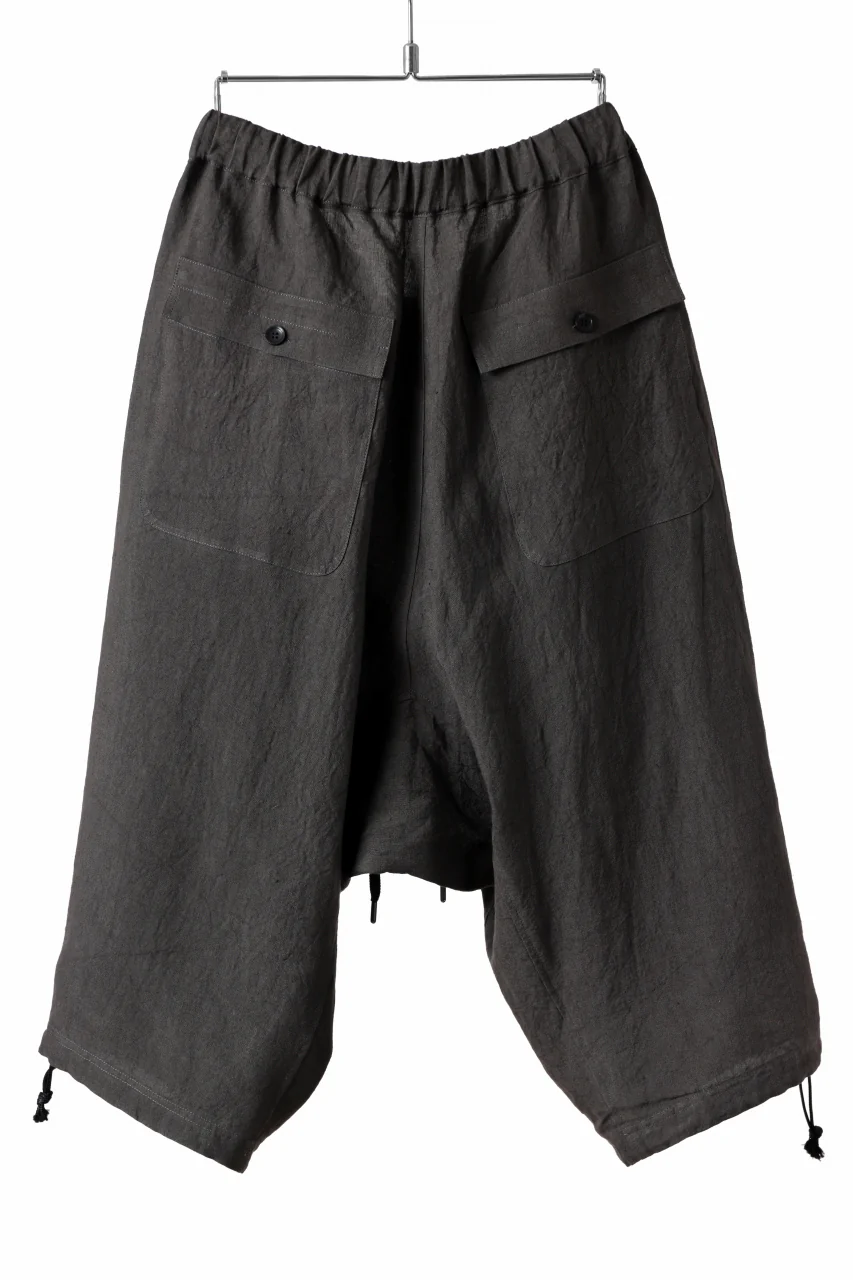 ISAMU KATAYAMA BACKLASH EASY SHORTS / SOFT LINEN (CHARCOAL BLACK) - Image 18