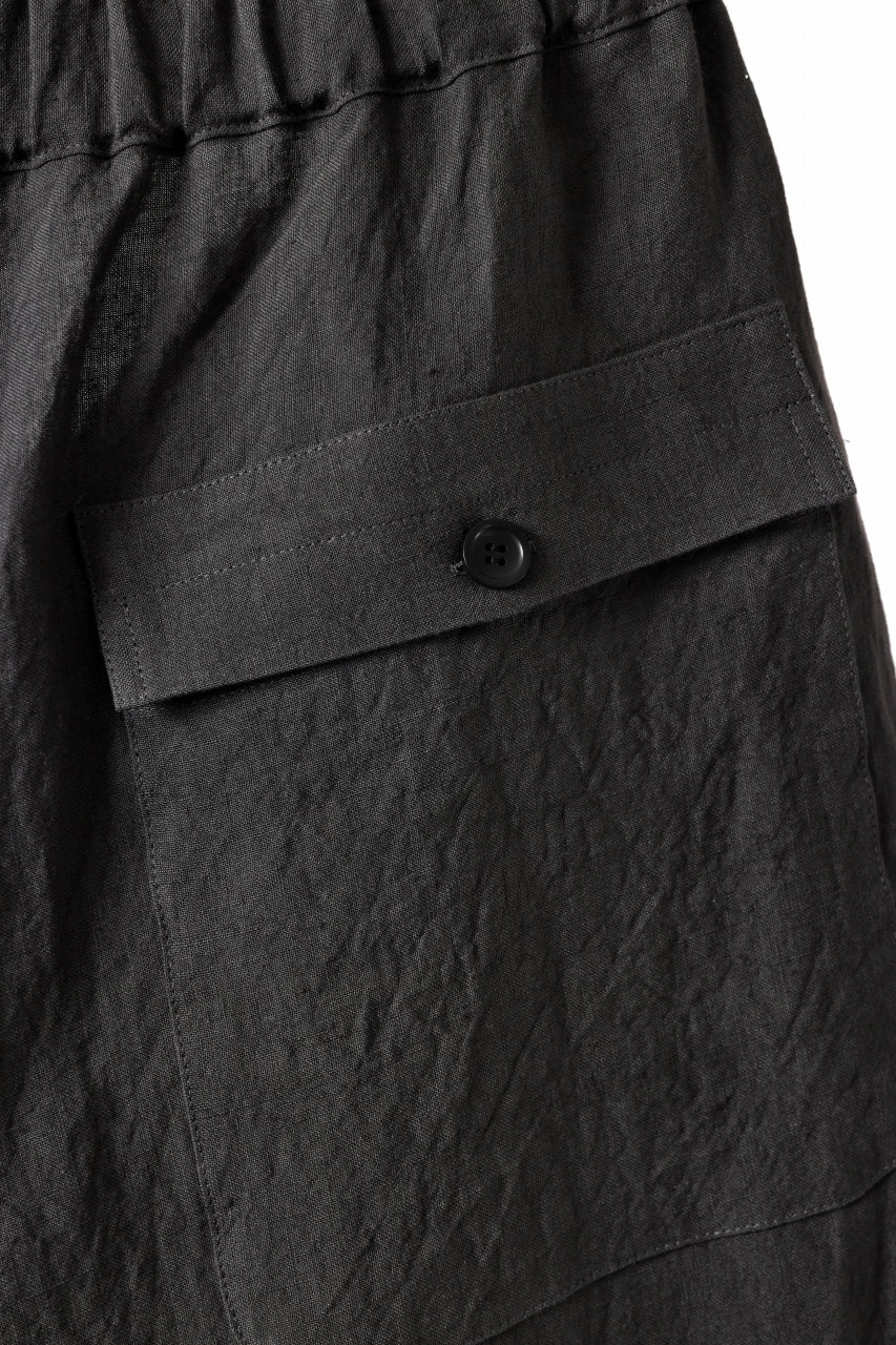 ISAMU KATAYAMA BACKLASH EASY SHORTS / SOFT LINEN (CHARCOAL BLACK) - Image 25