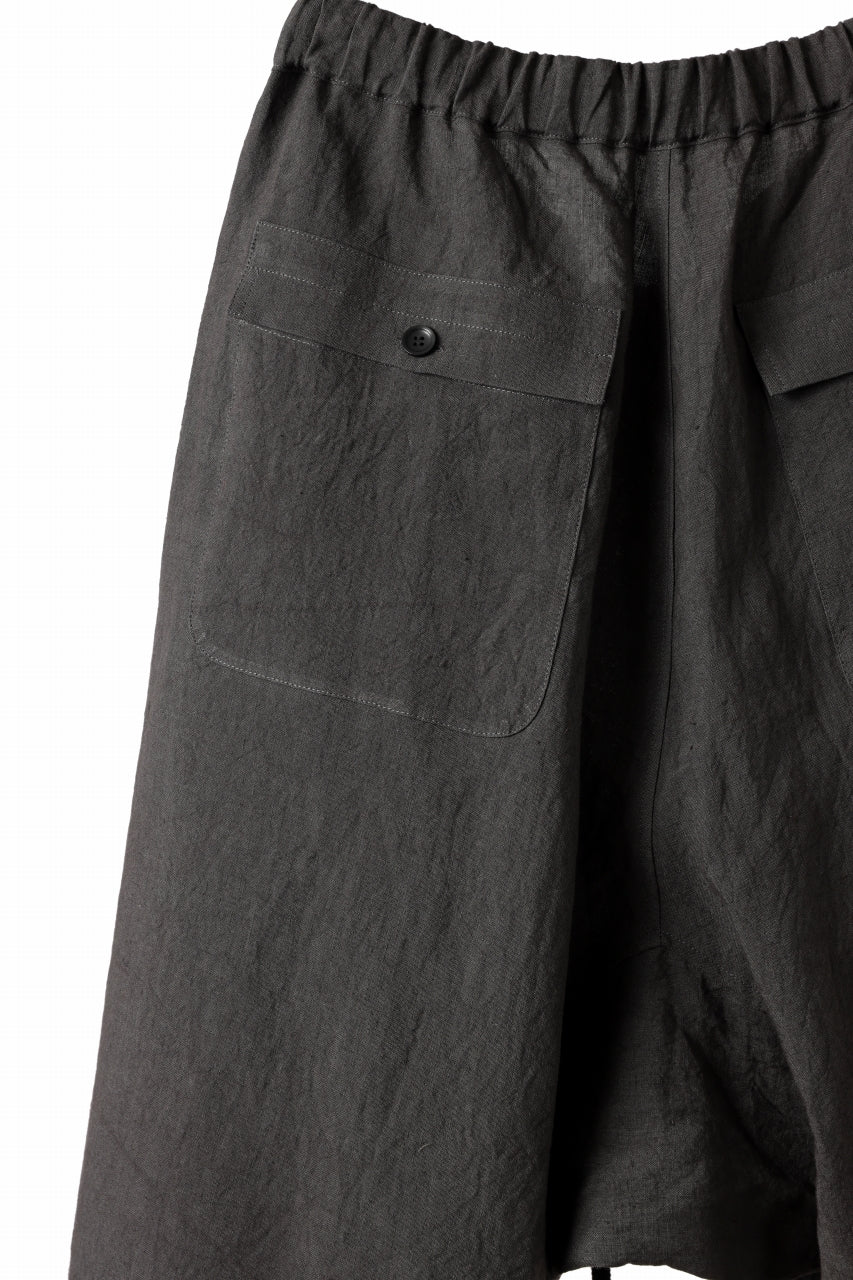 ISAMU KATAYAMA BACKLASH EASY SHORTS / SOFT LINEN (CHARCOAL BLACK) - Image 26