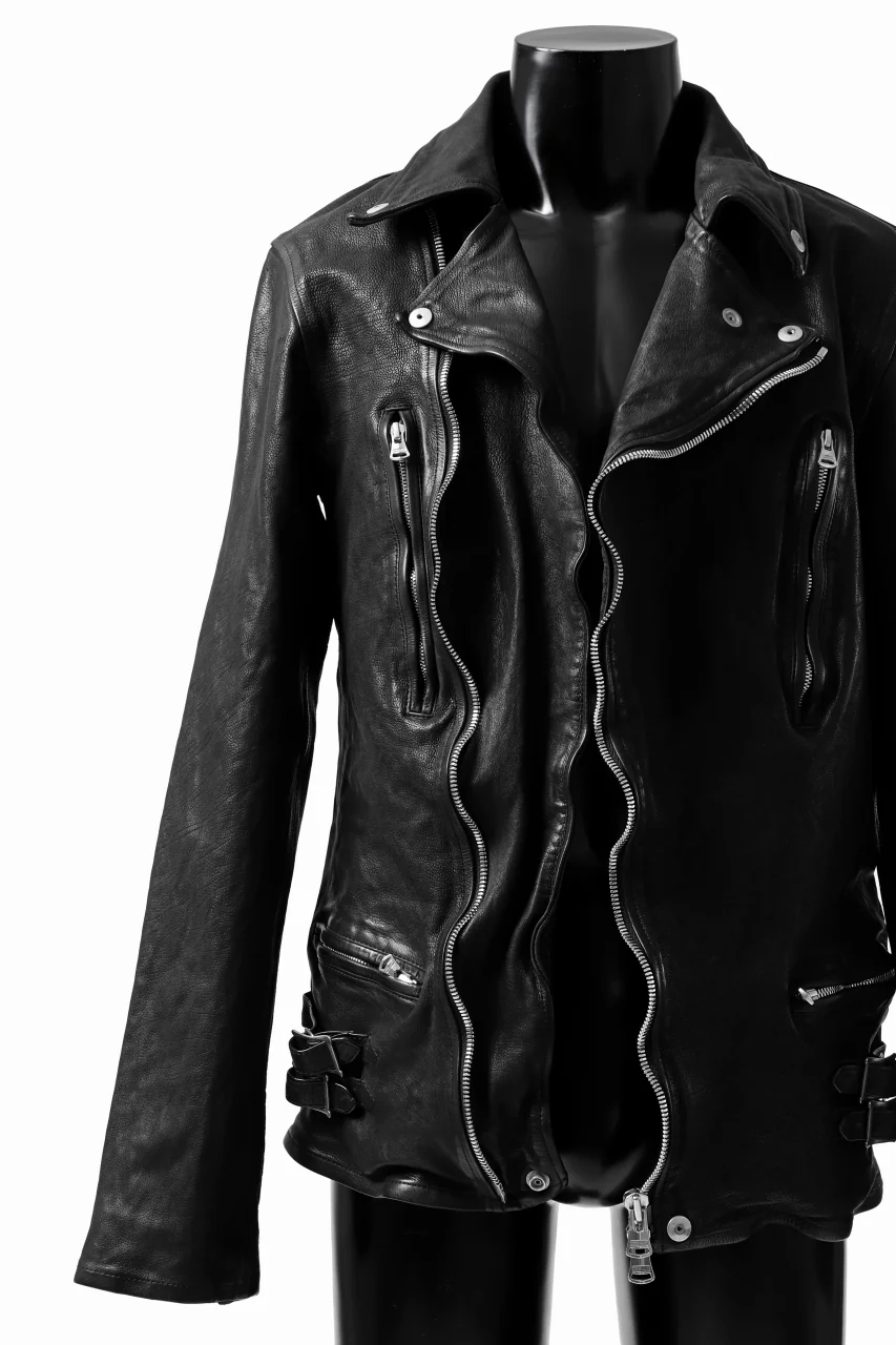 ISAMU KATAYAMA BACKLASH exclusive DOUBLE RIDERS JACKET / JP-CALF GARMENT WASHED (BLACK) - Image 24