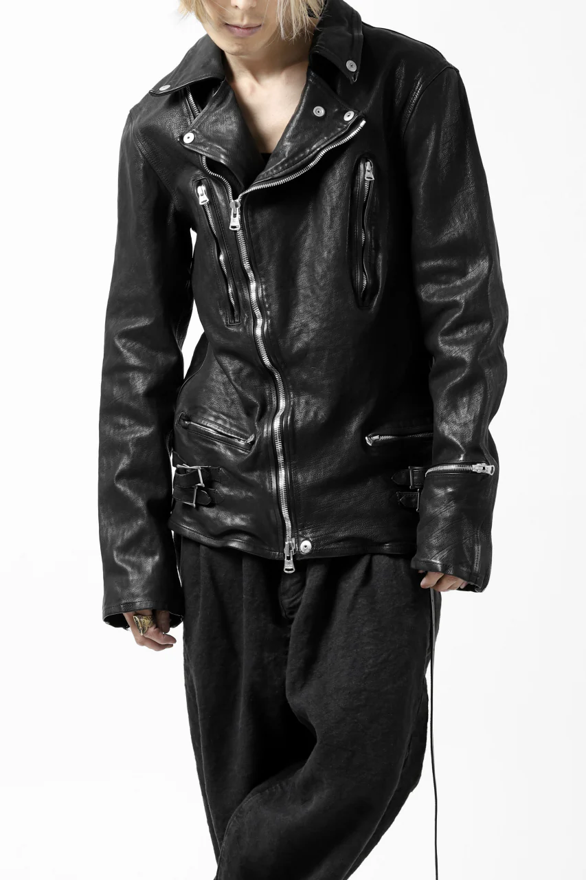 ISAMU KATAYAMA BACKLASH exclusive DOUBLE RIDERS JACKET / JP-CALF GARMENT WASHED (BLACK) - Image 30