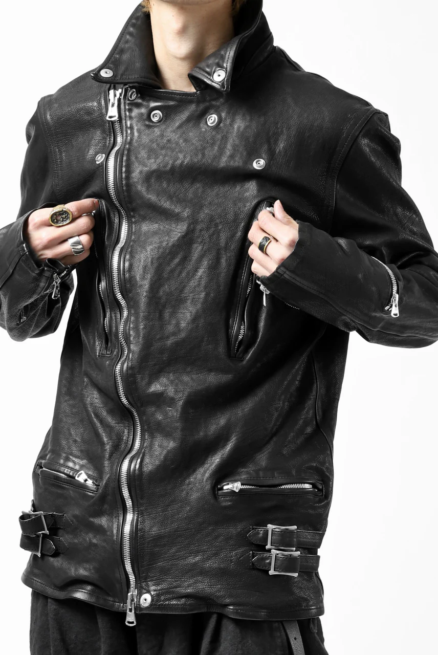ISAMU KATAYAMA BACKLASH exclusive DOUBLE RIDERS JACKET / JP-CALF GARMENT WASHED (BLACK) - Image 46