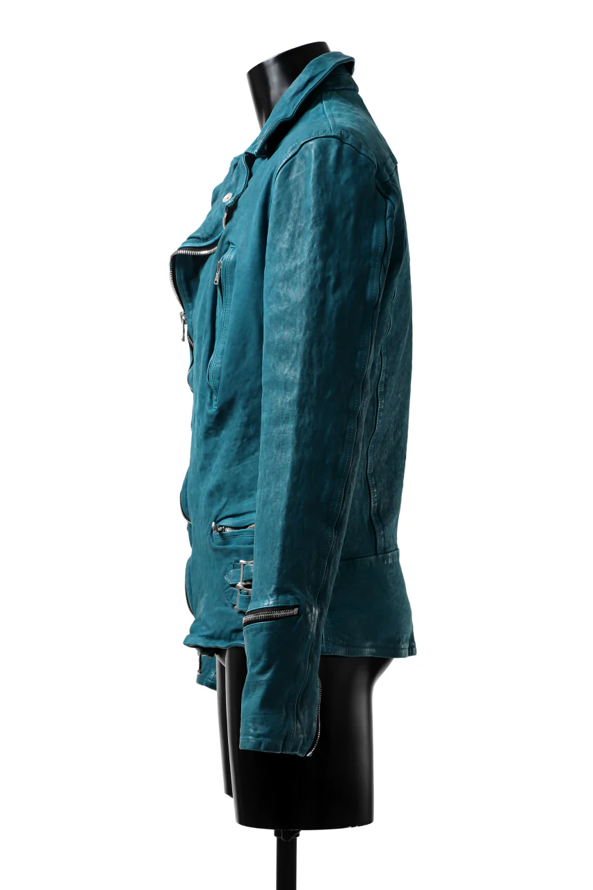 ISAMU KATAYAMA BACKLASH exclusive DOUBLE RIDERS JACKET / JP-CALF GARMENT WASHED (TURQUOISE) - Image 10